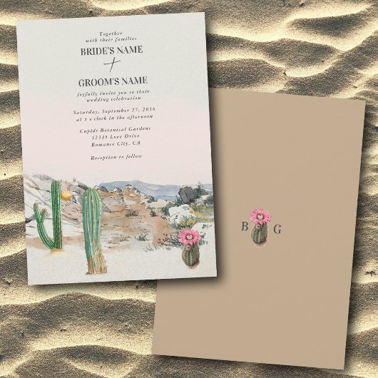 Watercolor Desert Cactus Boho Wedding Kaart