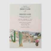 Watercolor Desert Cactus Boho Wedding Vellum Uitnodigingen (Voorkant)