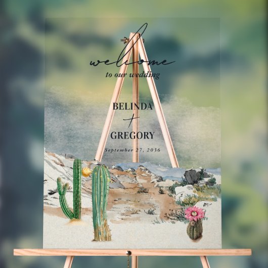 Watercolor Desert Cactus Boho Wedding Welcome (Neutre)