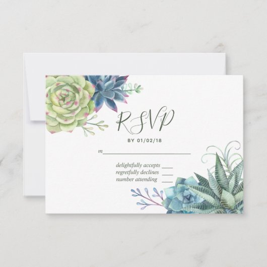 Watercolor Desert Cactus Succulents Mariage RSVP (Devant)