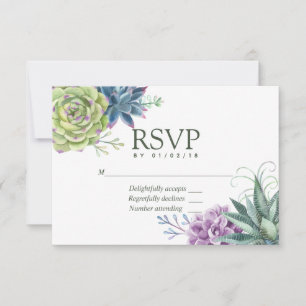Watercolor Desert Cactus Succulents Mariage RSVP