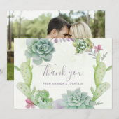 Watercolor Desert Cactus Succulents Mariages Merci (Devant / Derrière)