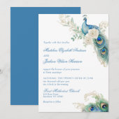 Watercolor Designer Blue Monogram Crest Wedding Kaart (Voorkant / Achterkant)