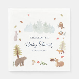 Watercolor Dieren Herfst Baby Shower Papier Servet