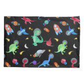 Watercolor Dinosaur Astronauts In Space Black Kussensloop (Achterkant)
