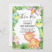 Watercolor Dinosaur Drie Rex 3e Verjaardag Kaart (Voorkant)