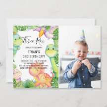 Watercolor Dinosaur Drie Rex 3e Verjaardagsfoto