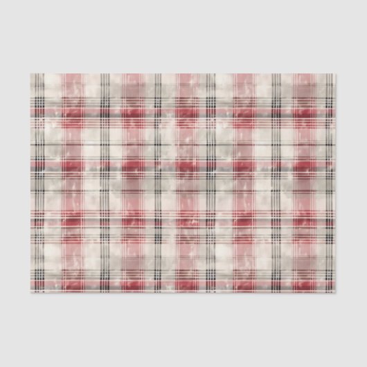 Watercolor Distressed Desaturated Christmas Plaid Tissuepapier (Voorkant)