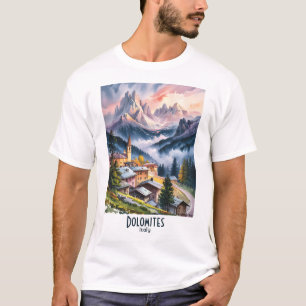 Watercolor Dolomieten Italië Alpen Bergen Op Maat T-shirt