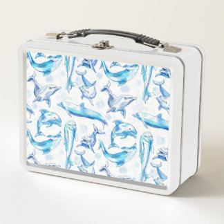 watercolor dolphin fish seamless pattern, dolphin
