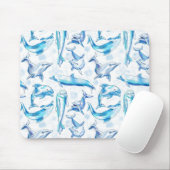 watercolor dolphin fish seamless pattern, dolphin muismat (Met muis)