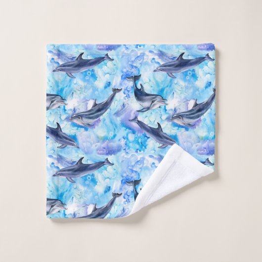 watercolor dolphin fish seamlestern (Gant de toilette)