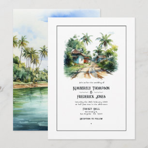 Watercolor Dominicaanse Republiek Destination Huwe Kaart