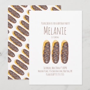 Watercolor Donut Derde Verjaardag Zoete Eclairs Kaart