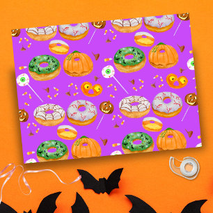 Watercolor Donut-licious Gelukkig Halloween Snoepg Tissuepapier