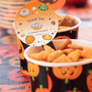 Watercolor Donut-licious Halloween Snoepgoed Bedan Bedankjes Labels