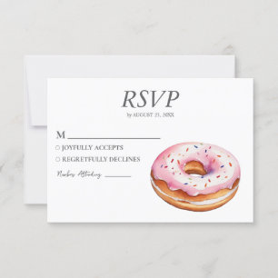 Watercolor Donut RSVP Kaart Bruiloft Zoete Doughnu