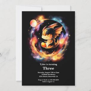 Watercolor Dragon Invitation Anniversaire