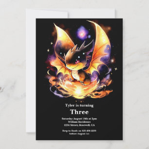 Watercolor Dragon Invitation Anniversaire
