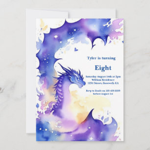 Watercolor Dragon Invitation Anniversaire