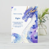 Watercolor Dragon Invitation Anniversaire (Debout devant)