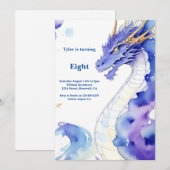 Watercolor Dragon Invitation Anniversaire (Devant / Derrière)