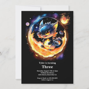 Watercolor Dragon Invitation Anniversaire