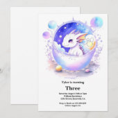 Watercolor Dragon Invitation Anniversaire (Devant / Derrière)