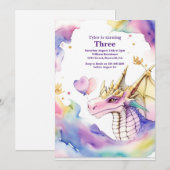 Watercolor Dragon Invitation Anniversaire (Devant / Derrière)