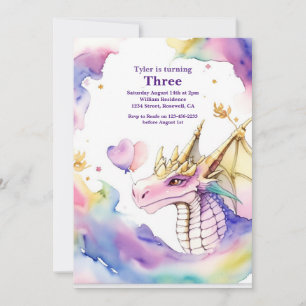 Watercolor Dragon Invitation Anniversaire