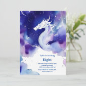 Watercolor Dragon Invitation Anniversaire (Debout devant)