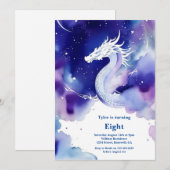 Watercolor Dragon Invitation Anniversaire (Devant / Derrière)