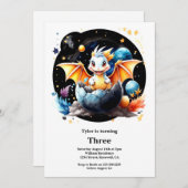 Watercolor Dragon Invitation Anniversaire (Devant / Derrière)