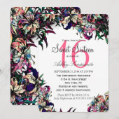 Watercolor Dragon Lilies Sweet 16 Invitations (Devant / Derrière)