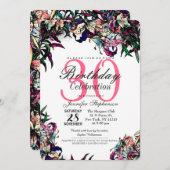 Watercolor Dragon Lys Invitation de fête d'anniver (Devant / Derrière)