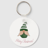 Watercolor drawing Christmas gnome Sleutelhanger (Voorkant)