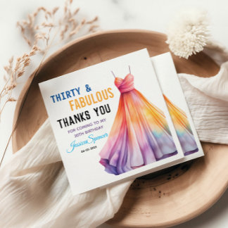 Watercolor Dress 30th Birthday Elegant & Feminine  Servet
