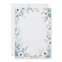 Watercolor Dusty Blue Wedding Invitation