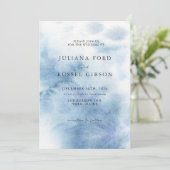 Watercolor Dusty Blue Winter Wedding Invitation (Debout devant)