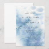 Watercolor Dusty Blue Winter Wedding Invitation (Devant / Derrière)