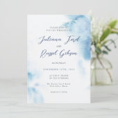 Watercolor Dusty Blue Winter Wedding Invitation (Debout devant)