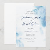 Watercolor Dusty Blue Winter Wedding Invitation (Devant / Derrière)
