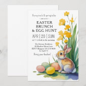 Watercolor Easter Brunch Egg Hunt Invitation (Devant / Derrière)