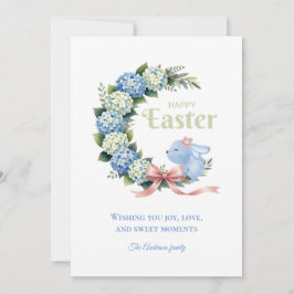 Watercolor Easter Hydrangea Cute Bunny Photo Feestdagenkaart