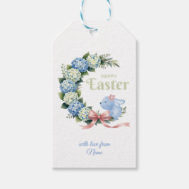 Watercolor Easter Hydrangea Wreath Cute Bunny Cadeaulabel