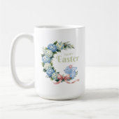 Watercolor Easter Hydrangea Wreath Cute Bunny Koffiemok (Links)