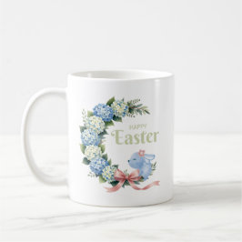 Watercolor Easter Hydrangea Wreath Cute Bunny Koffiemok