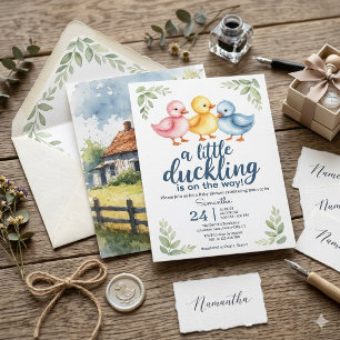 Watercolor Eendje Baby Shower Uitnodiging