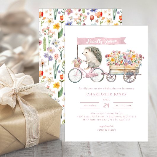 Watercolor Egel Baby Shower Kaart