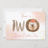 Watercolor egel tweede 2e verjaardagsuitnodiging kaart (Voorkant)